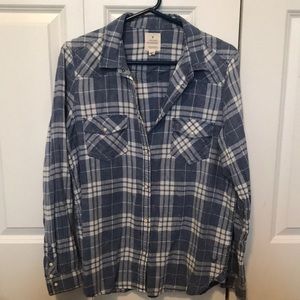 American Eagle Vintage Blue & White Button Down